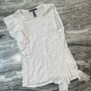 BCBGMaxazria White Mesh Sleeveless Blouse Top Size Medium